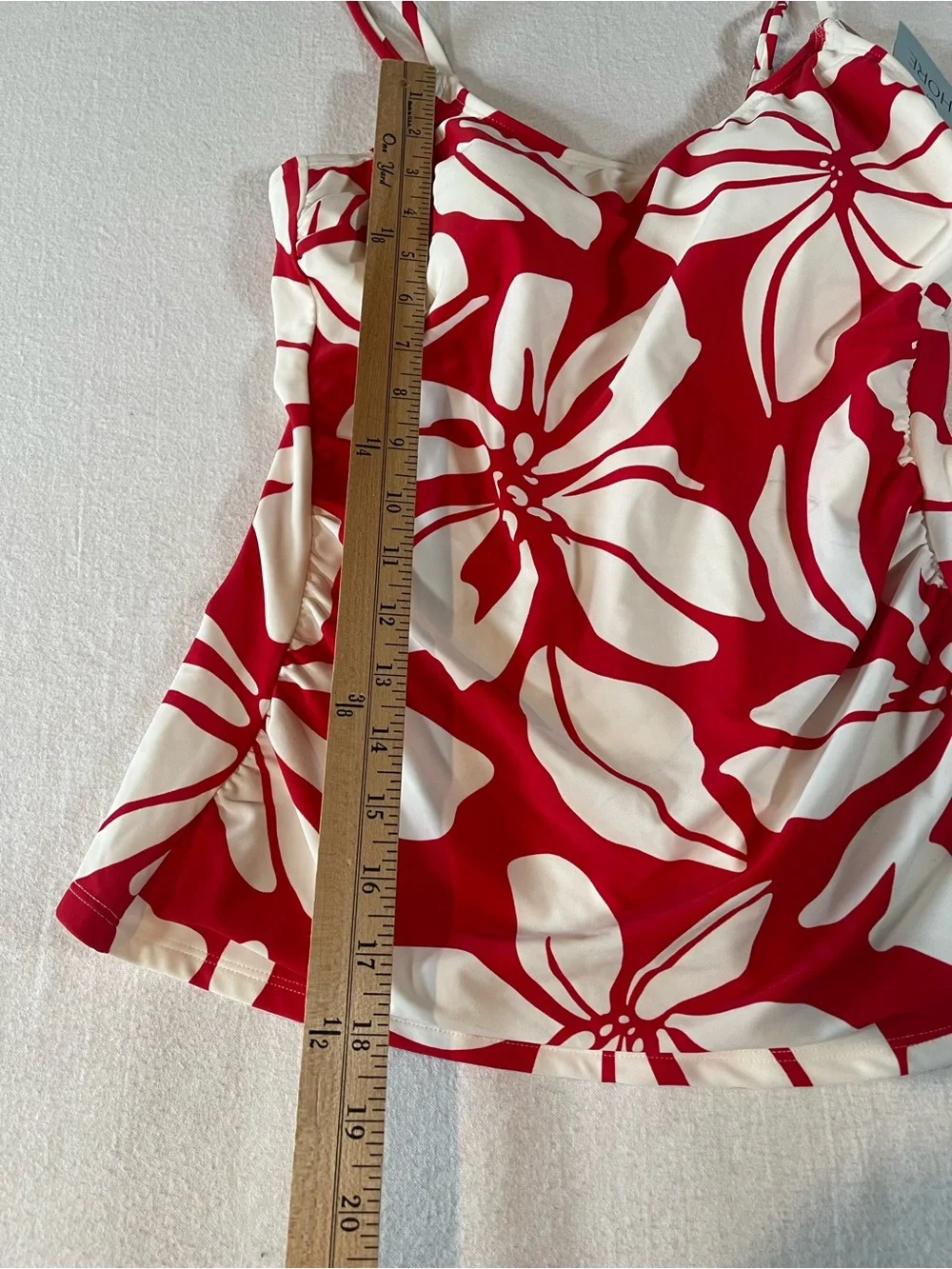 Shade & Shore Tankini Red and White Floral with Adjustable Spaghetti Straps NWT